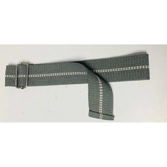 Mens Web Buckle Belt Sandy Gray  Color Bronze Buckle Adjustable 40”x2” - Picture 2 of 3